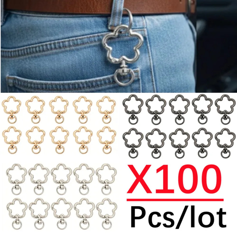 100Pcs/lot Flower Snap Hook Trigger Clips Buckles For Keychain Lobster Lobster Clasp Hooks for Necklace Key Ring Clasp Supply