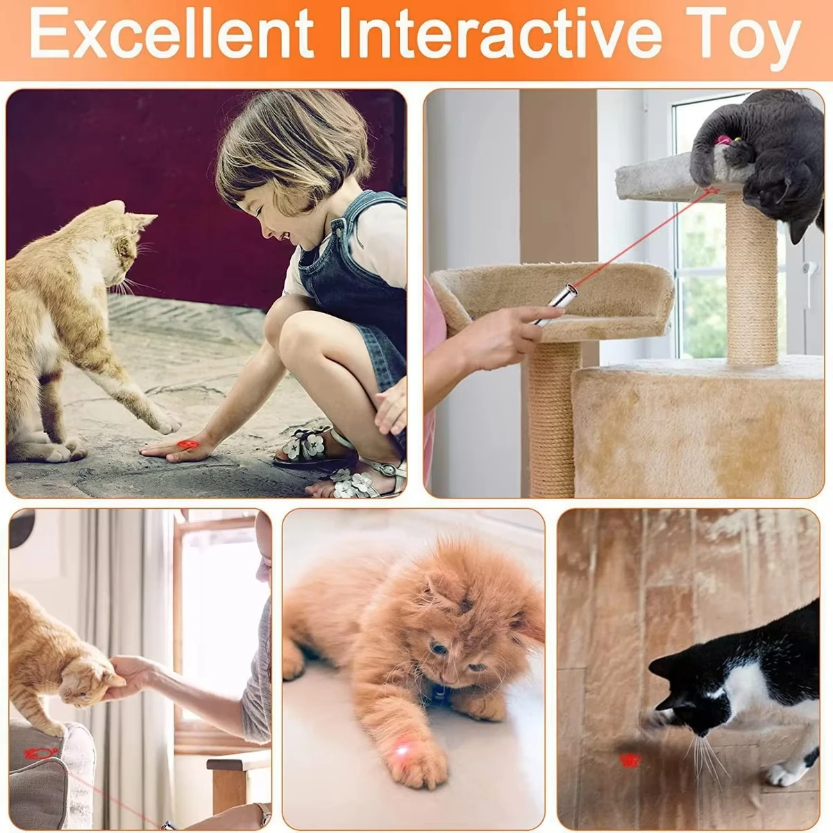 Cat Toys Laser Pointer with 5 Adjustable Patterns USB Recharge Laser Long Range Training Chaser Interactive Toy Dog Laser Pen image 4