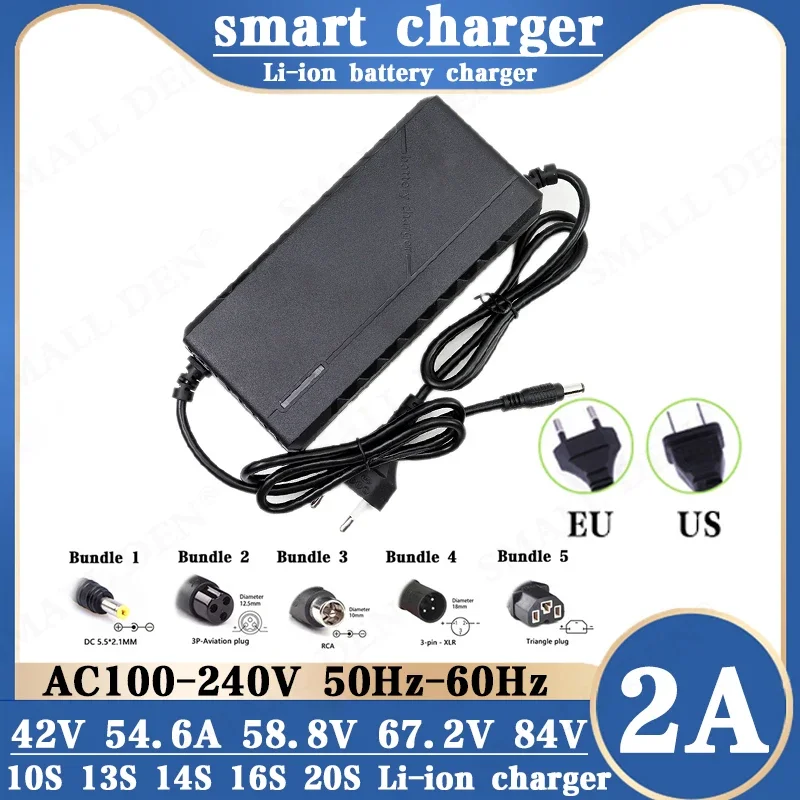 

42V 54.6V 67.2V 84V 2A Lithium ion charger 10S 13S 16S 20S Li-ion Battery Pack Smart Protection ElectricBike Motorcycle Charger