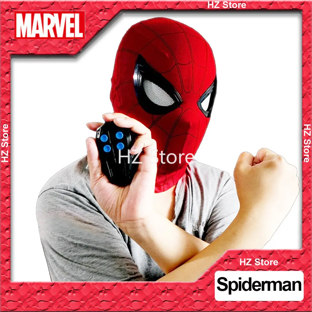 Marvel Spider-Man Mask with Remote Control Movable Eyes 1:1 Superhero Spiderman Mask Cosplay Costume for Birthday Christmas Gift