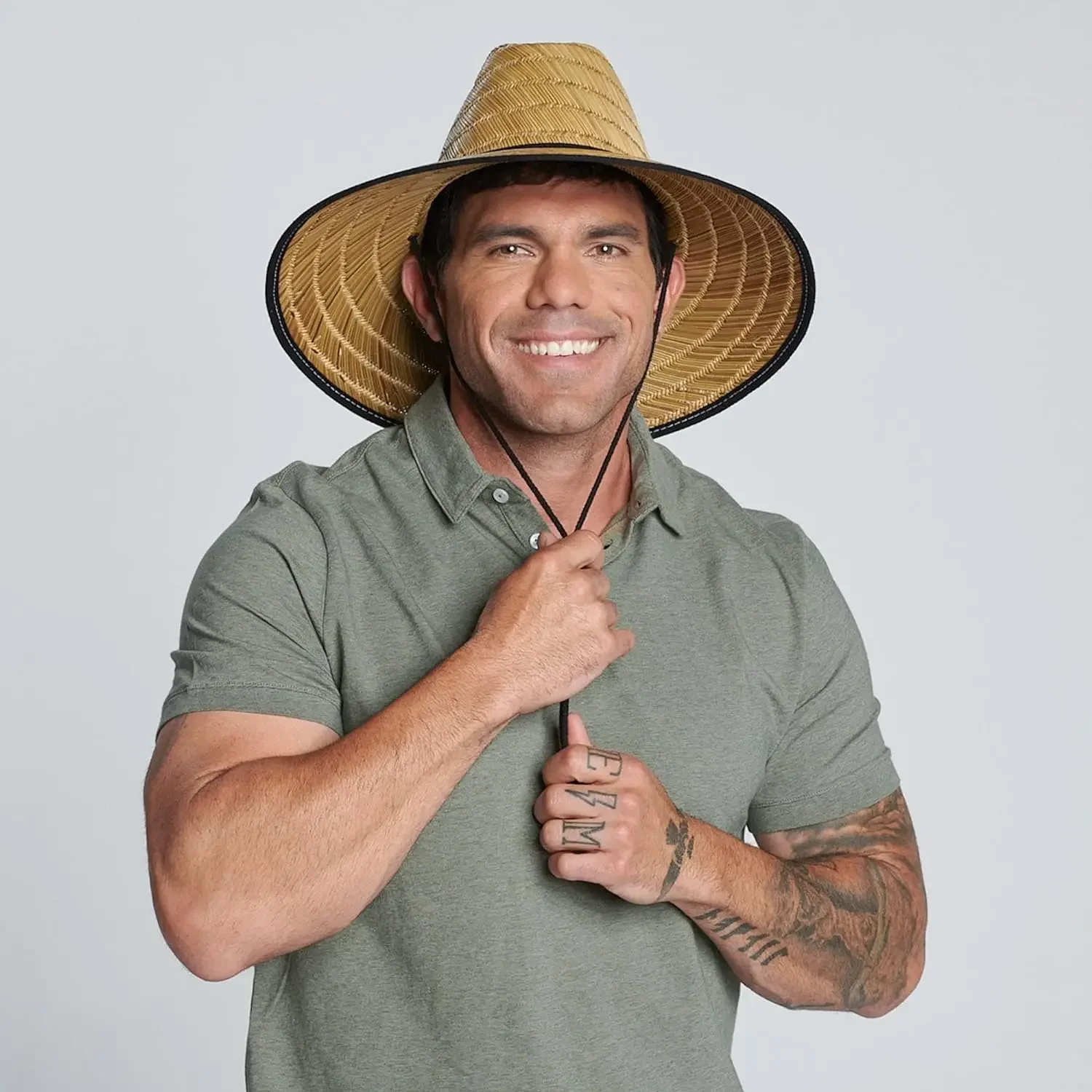 Classic Handmade Straw Panama Hat - Wide Brim Summer Beach Sun Hat for Women & Men, Lifeguard Style Outdoor Sun Protection