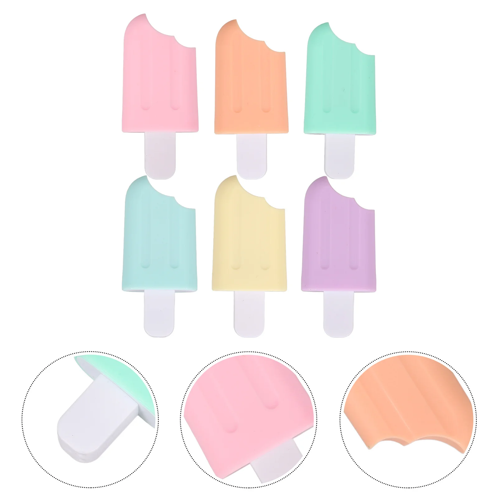 6Pcs Colorful Highlighters Ice Cream Shape Cartoon Marking Pen Suitable for Student Study Office Highlight Pens