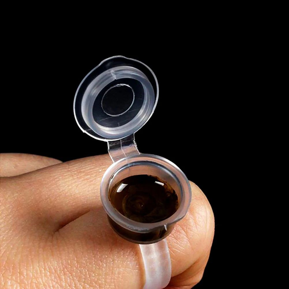

50Pcs Disposable Tattoo Ink Ring Cups Clear Pigment Holder for Eyebrow Semi Eyelash Extension Application