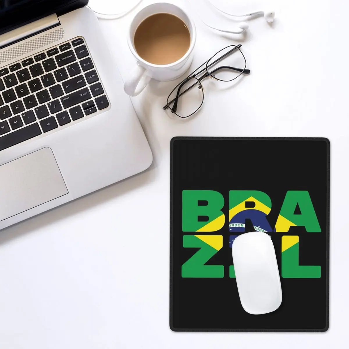 Brazil Flag Text Mouse Pad Gamer PC Laptop Mats Keyboard Carpet Computer Gaming Office Accessories Desk Mat 7x9 in 22x18 cm