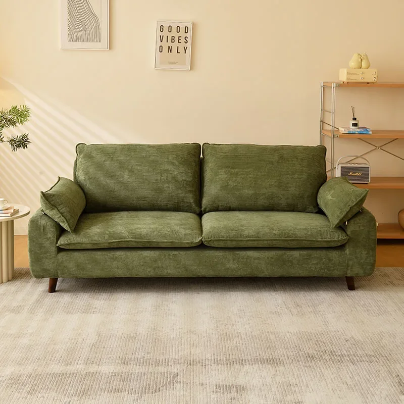 Retro corduroy double three people straight row surprised by the quiet wind living room sofa