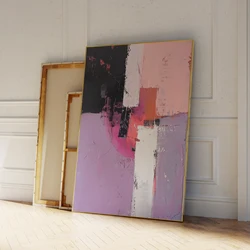 Abstract Pink And Black Color Art Painting Canvas Print Poster For Living Room Bedroom Wall Art Home Decor