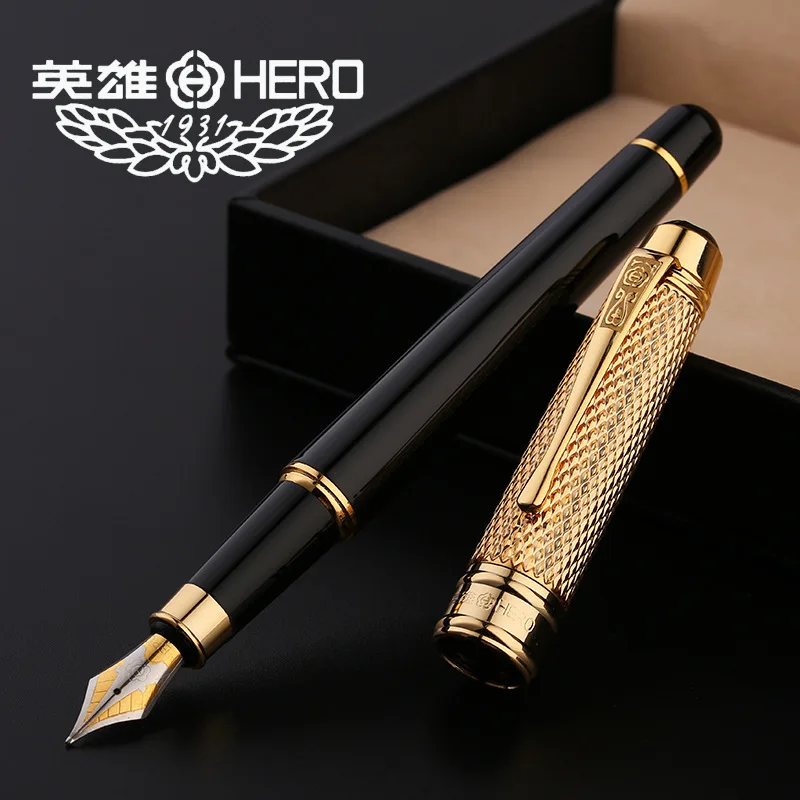 

HERO Pen 1322 Gold Plated Carving Business Office Gift Box Set with Daming Sharp Iridium Pen Practice Calligraphy Ink Pen