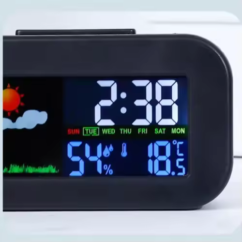 Weather Station Clock with Color Display - Temp & Humidity Monitor, Backlit for Kids & Teens, Perfect for Bedroom & Dorm Desk - Image 5