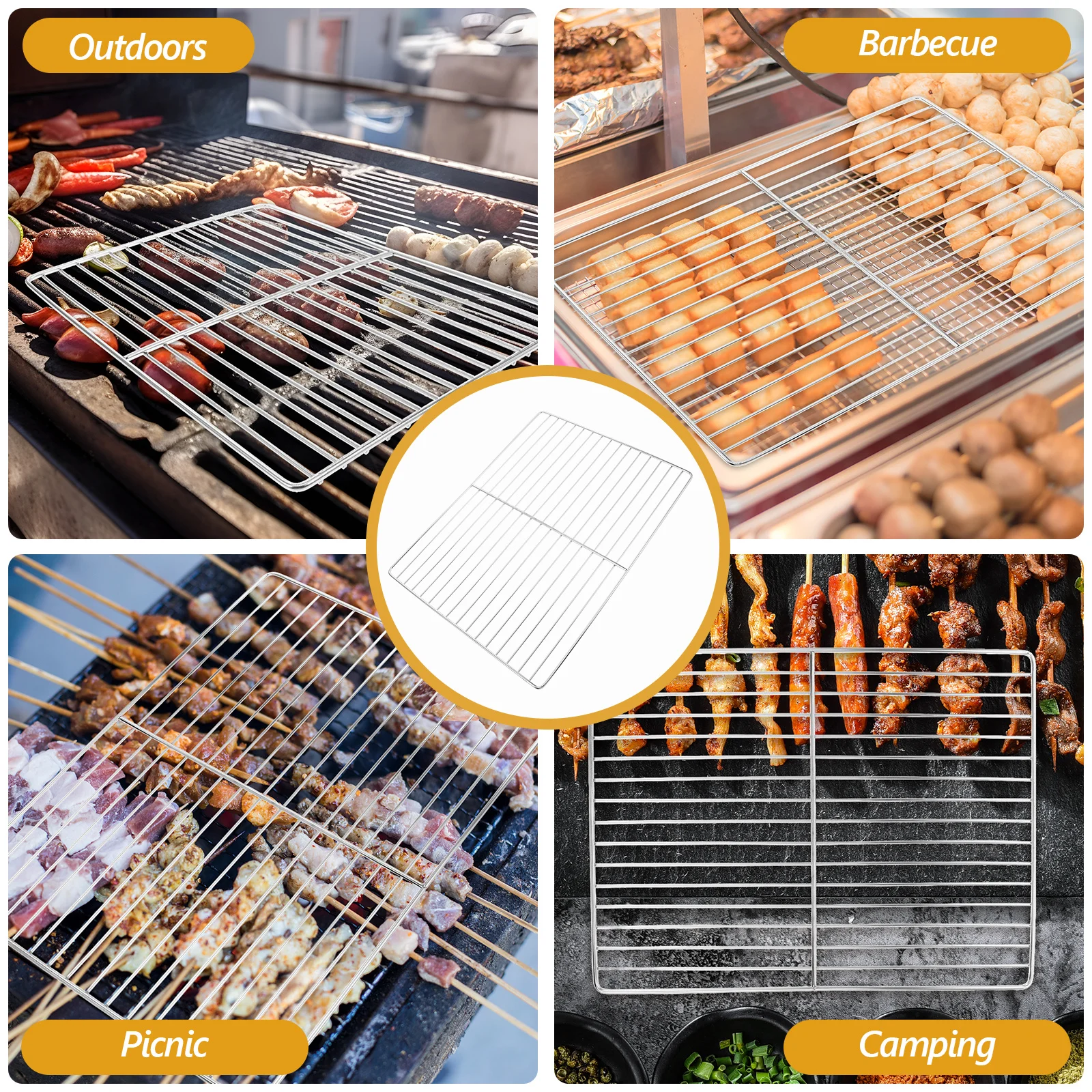 

Bbq Grill Net Stainless Steel Non-Stick Heat Resistant Barbecue Mesh Grill Grate Outdoor Cooking Grid Grates Multifunction