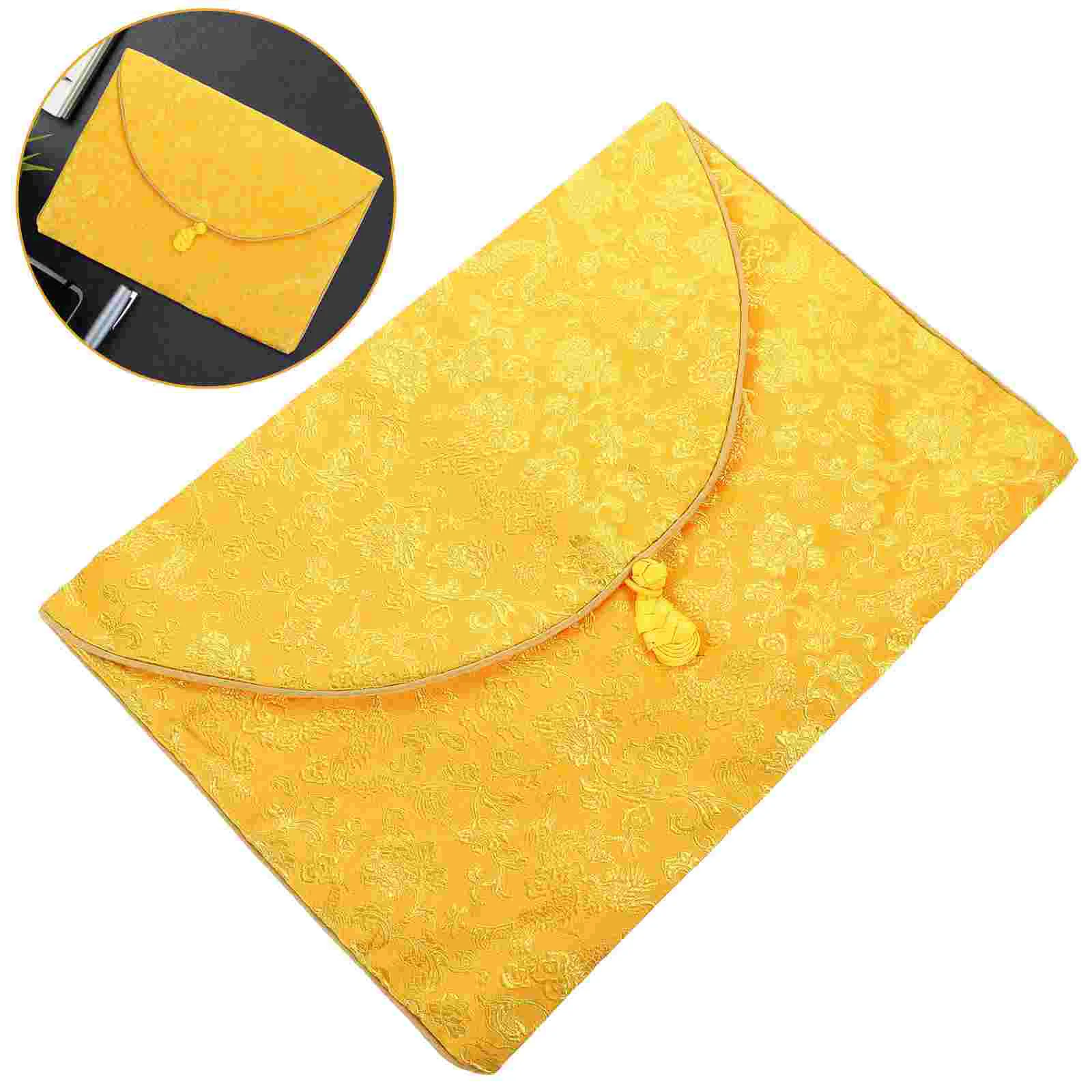 Book Bag Gift Scripture Storage Embroidery Cloth Embroidered 3300X2450X050CM Scriptures Yellow Bags Travel Office