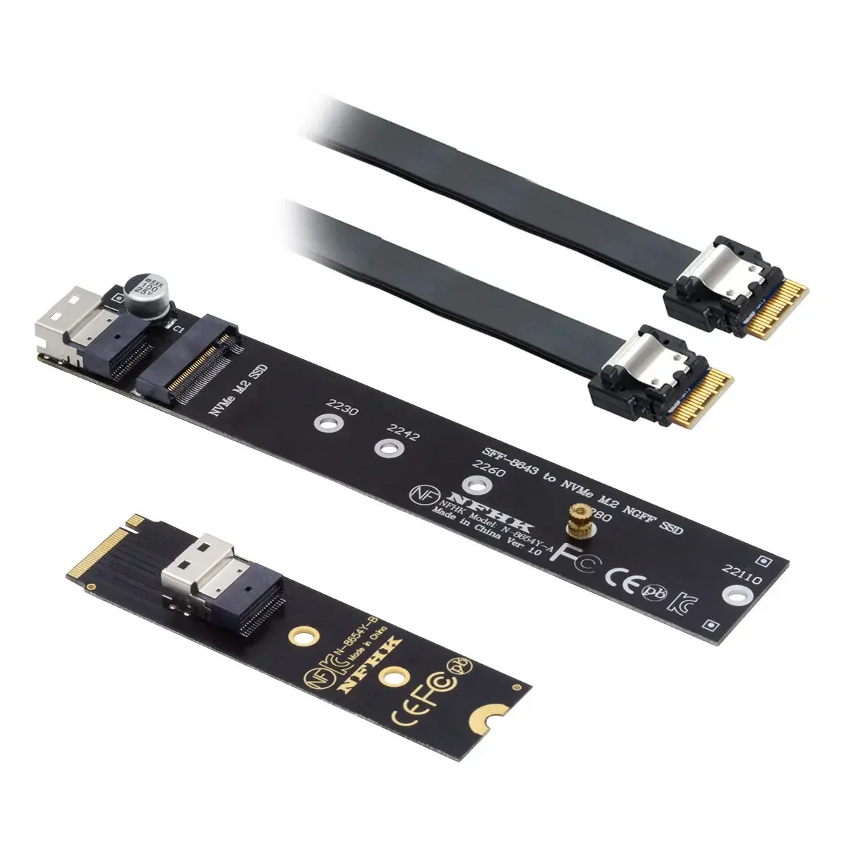 Kabel Ekstensi Pria Ke Wanita NVME NGFF M-key 40Cm dengan Konektor SFF-8654 untuk Mainboard SSD 2280/22110