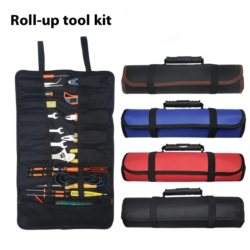 1PC Tool Roll Bag Heavy Duty Roll Up Tool Bag Wrench Roll Multipurpose Tool Organizer Bag for Electrician Folding Tool Bag image 3