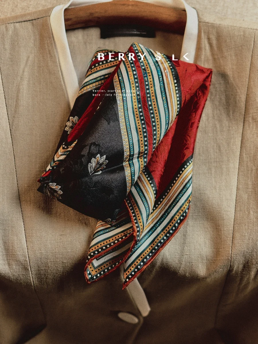 heavy-embroidery-silk-scarf-women's-00-silk-square-scarf-ele-geometric-pattern-spring-summer-versatile-accory