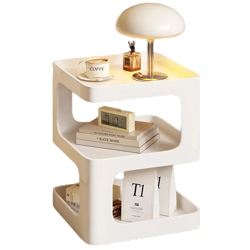 White simple bedside table hidden storage drawer simple bedroom furniture