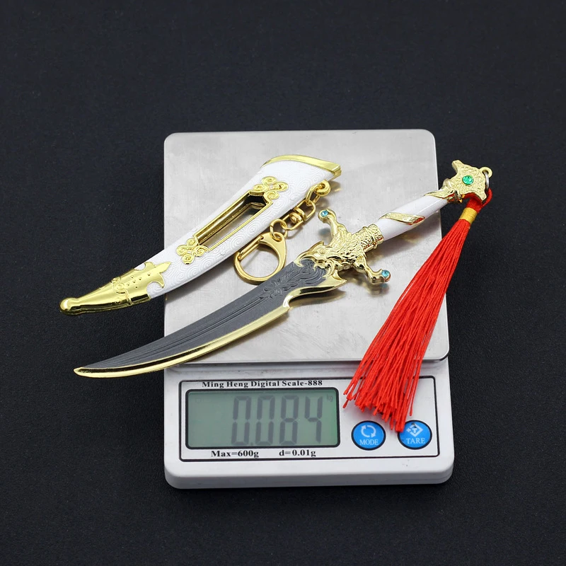 18CM/7,09 pulgadas Naraka Bladepoint juego periférico totalmente metálico Eagle-kiss daga espada artesanal con funda juguete espada modelo regalo