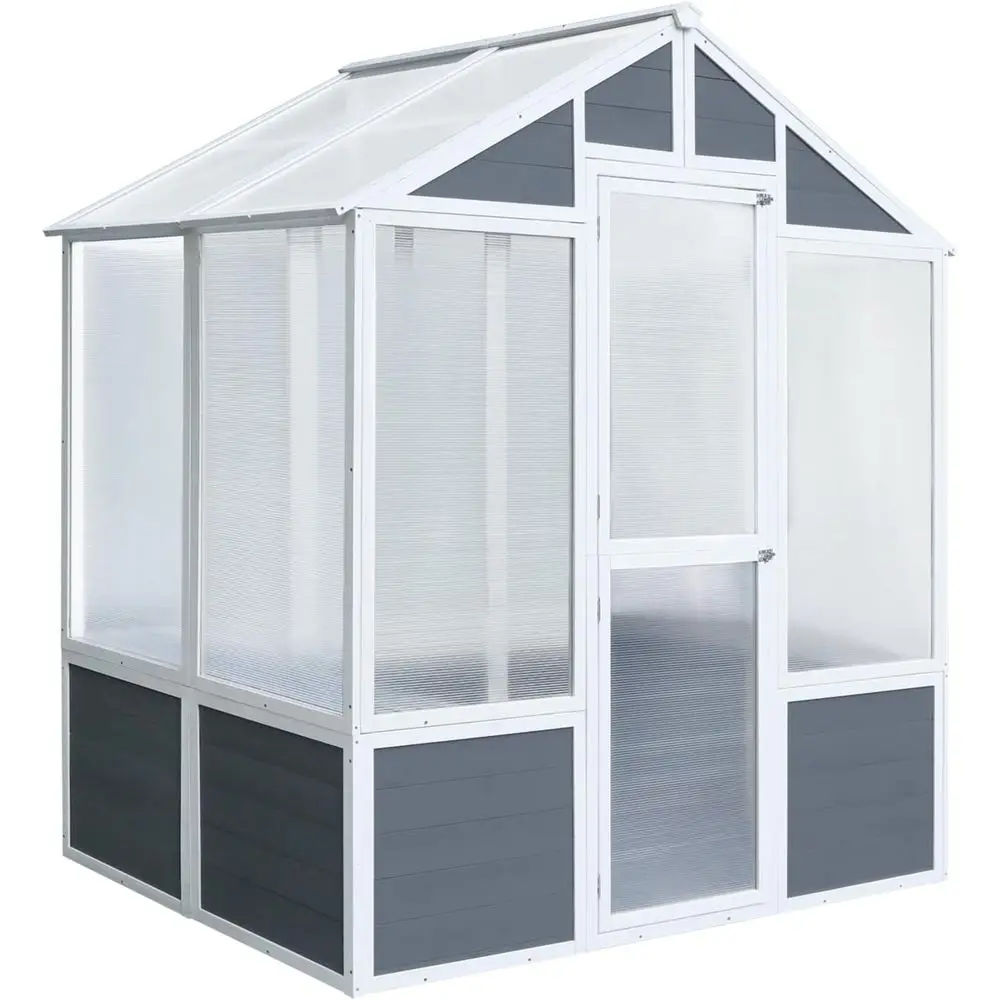 

6' x 4' x 7' Walk-in Wooden Greenhouse with 2 Shelves, Suitable for Outdoor or Indoor Use (Large)