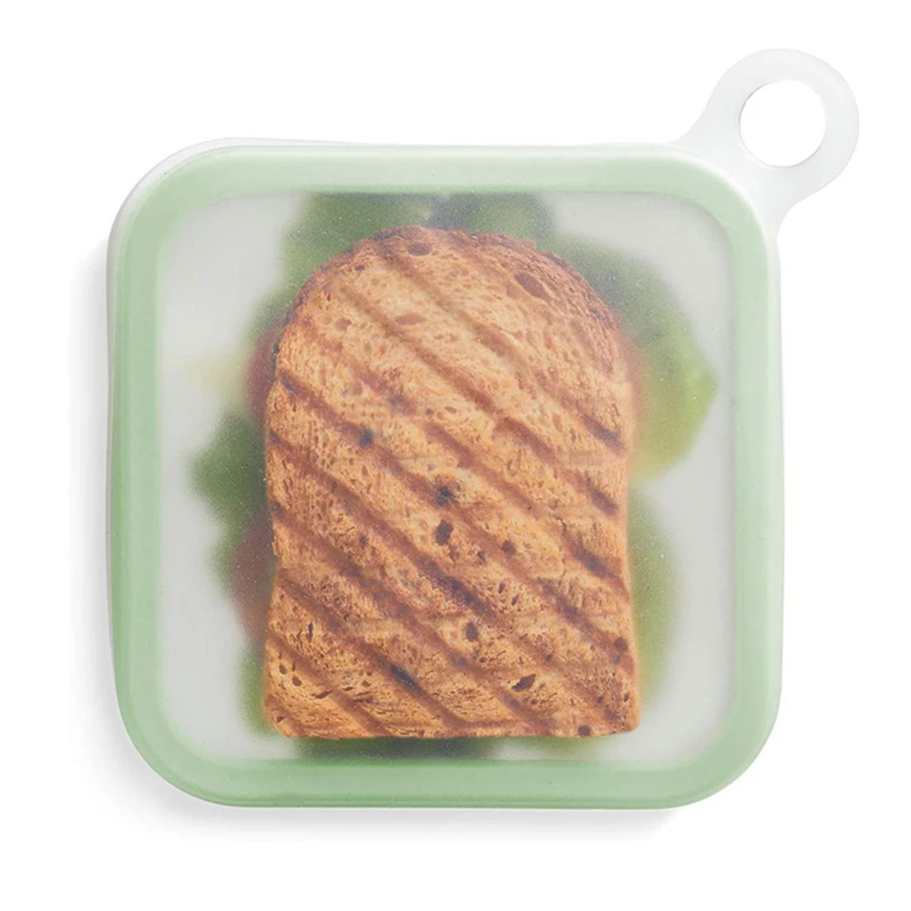 Portable Silicone Sandwich Toast Bento Box With Handle Food Container Snack Box Student Office Worker Lunch Box