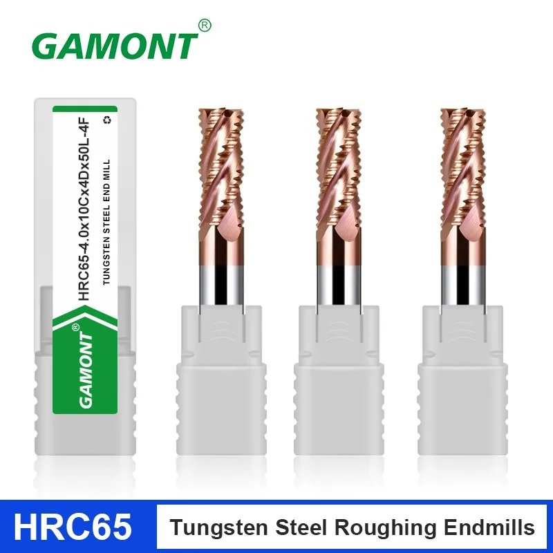 

GAMONT HRC65 4F Nano Coating Tungsten Steel Carbide Roughing Endmills CNC Machinery Rough Machining Center Milling Cutter Tool