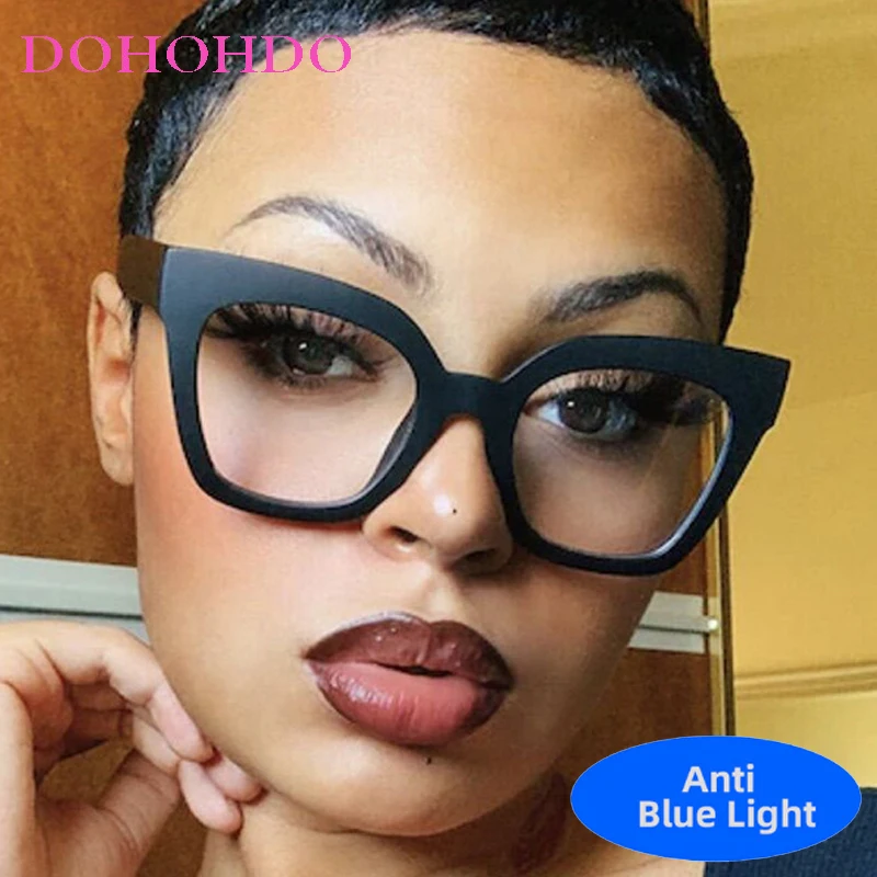 Retro Oversize Trendy Cat Eye Optical Glasses For Women Men Luxury Brand Computer Office Work Protection Anti-Blue Light Glasses