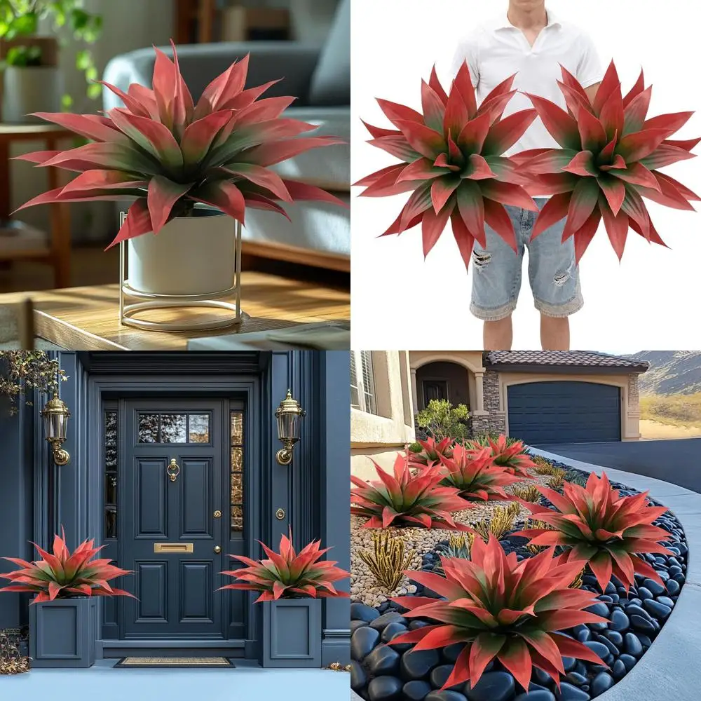 

UV-Resistant Artificial Agave Plants, 2-Pack 28 Tall Red for Indoor & Outdoor Decor