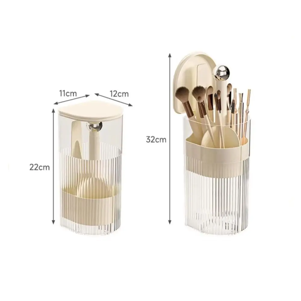 Automatisch anhebbarer Make-up-Pinselhalter mit staubdichtem Deckel, kosmetische Aufbewahrungsbox für Pinsel, Lippenstifte, Make-up-Organizer für Waschtisch