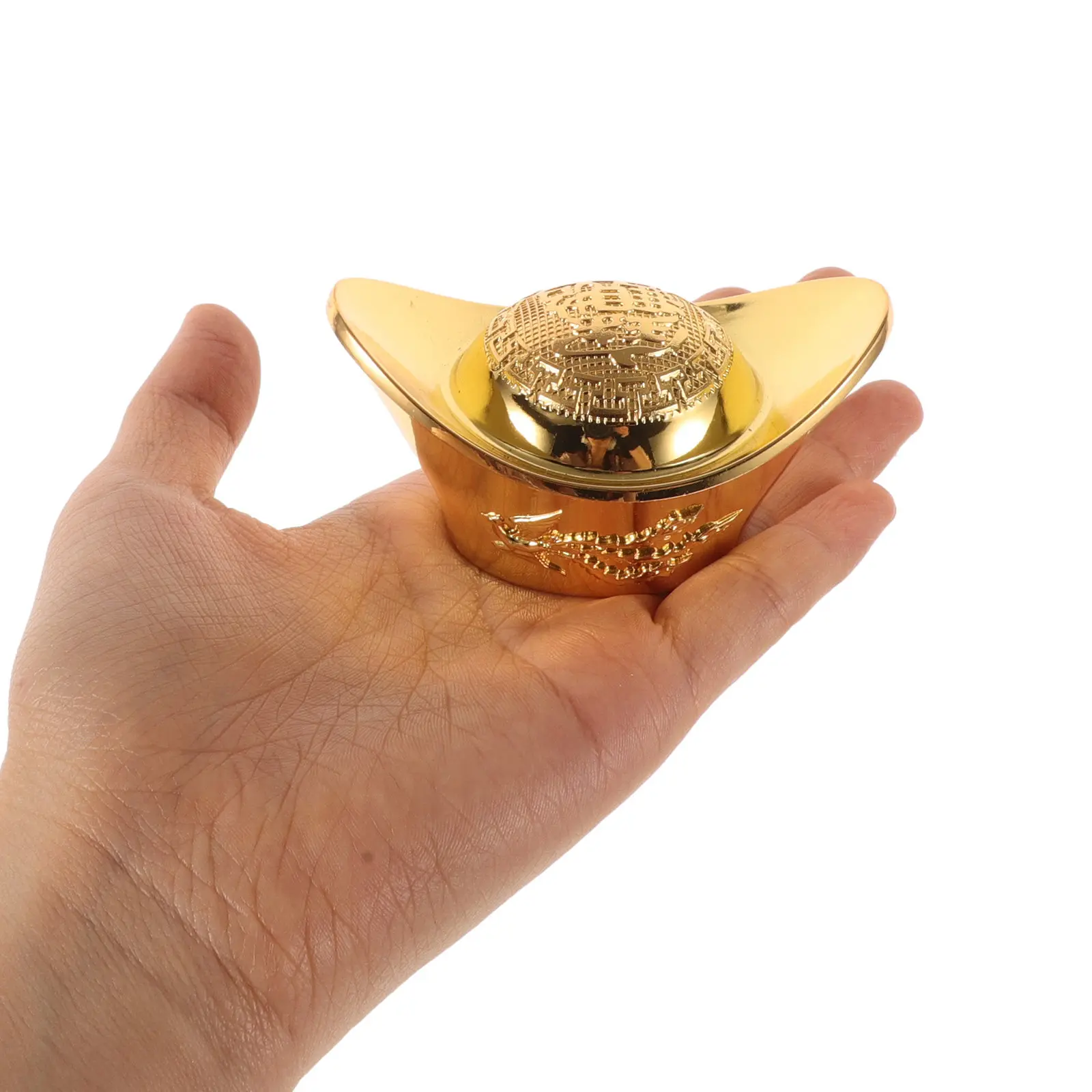 Chinese Feng Shui Ingot Ornament Metal Wealth Charm Realistic Yuan Bao Decoration for Home Office Desk Feng Shui Decor