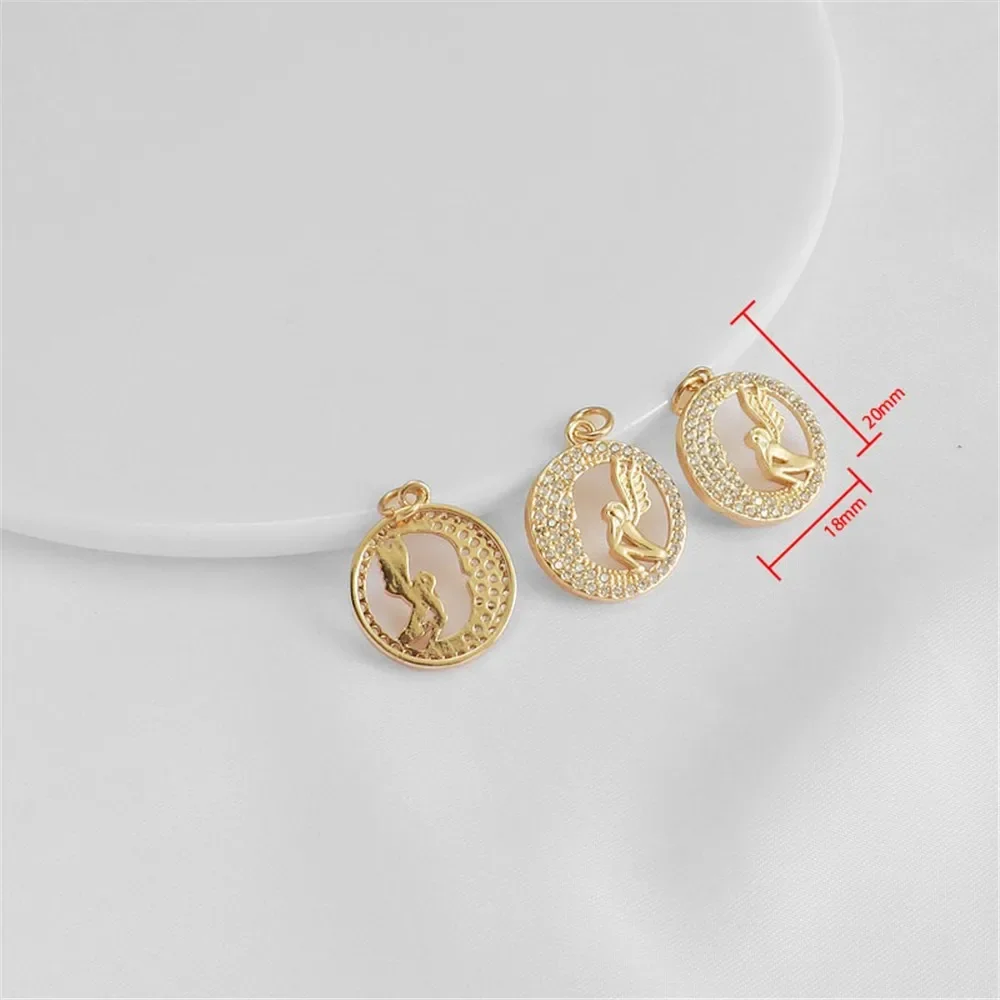 

1 шт., 14 К, медь, золото, круглый подвесной корзина, любовь, английский инкрустированный цирконом, кулон ручной работы, ювелирные изделия «сделай сам», подвесной шарм, аксессуары