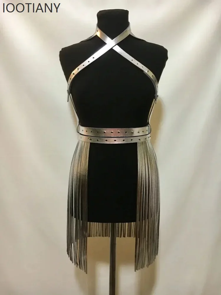 

Cosplay2025 New Music Festival Tassel Dress Belt Fashion Sexy Adult Women Role Playing Leather Tassel Girl Group Stage Performan