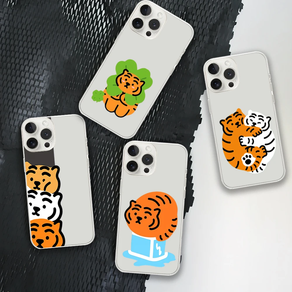 Kawaii M-MUZIK T-TIGERS Phone Case for iPhone 12 11 13 14 15 16 Max Pro Plus Transparent Soft Shell