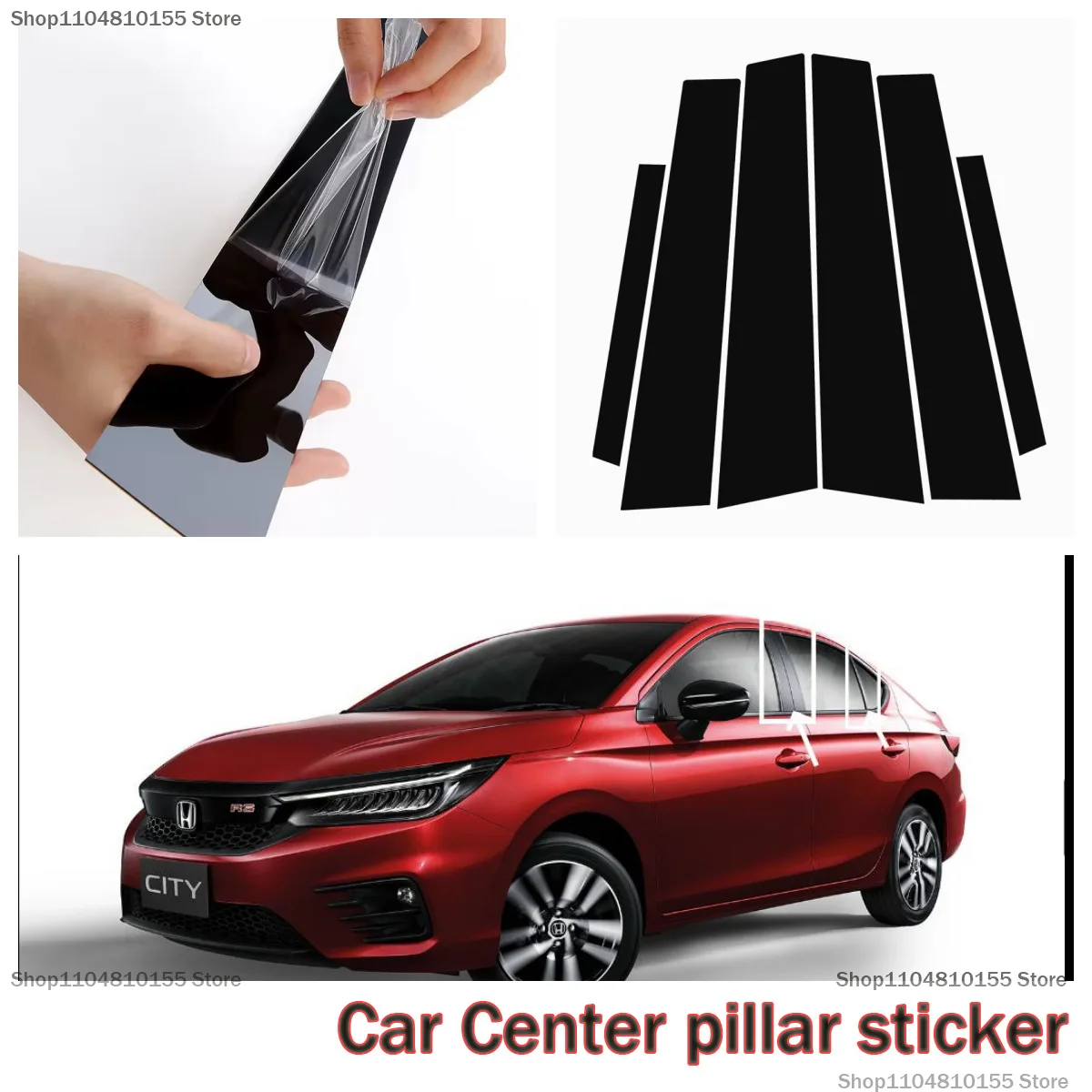 

For Honda City, Honda models 15-24, all-new Fengfan RS overseas edition, with bright black window trim and center pillar sticker