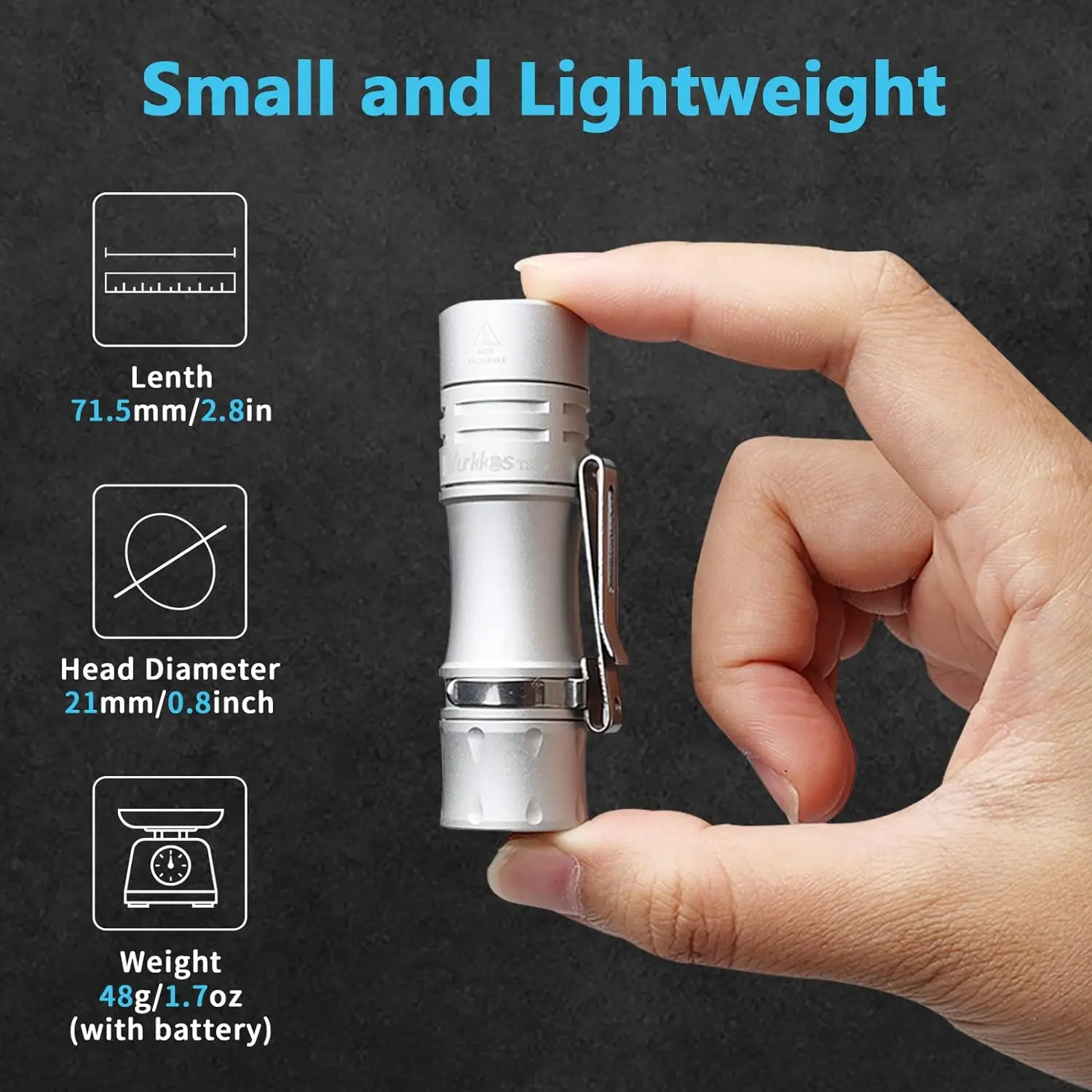 Wurkkos New TS10 V2 14500 Powerful Mini EDC Flashlight with 3* 90 CRI LEDs and 3* RGB Aux LEDs Anduril 2.0 Max 1400lm IPX8 Torch