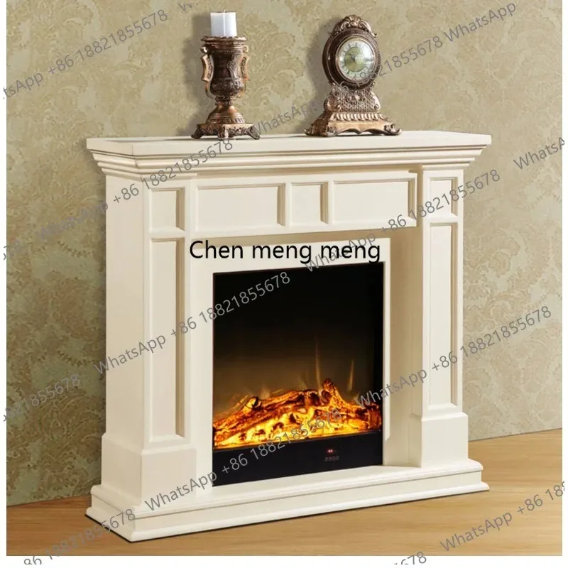 CC182 Ivory white simple, European decorative cabinet, American solid wood mantel electric fireplace