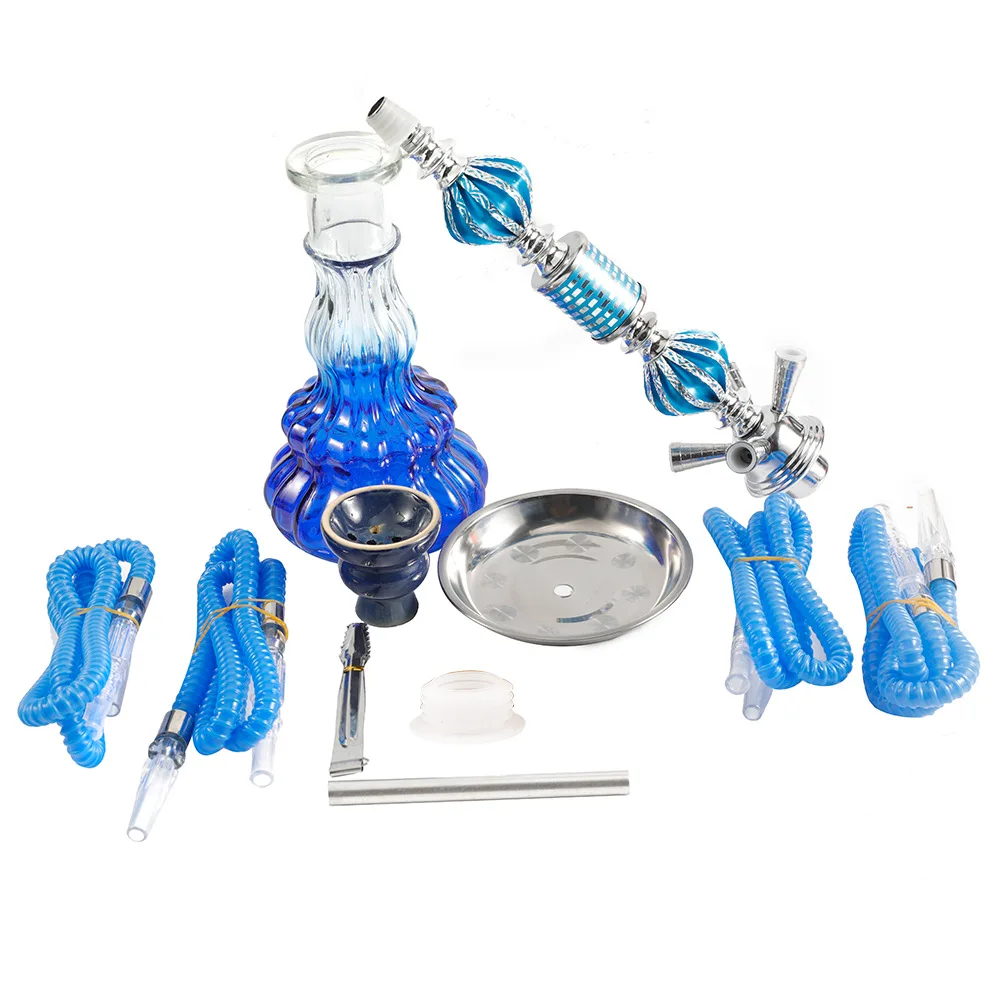 New Four Tubes Shisha Hookah Medium Size Arab Hookah Metal High-End Ktv Bar Glass Hookah Pipe Whole Set