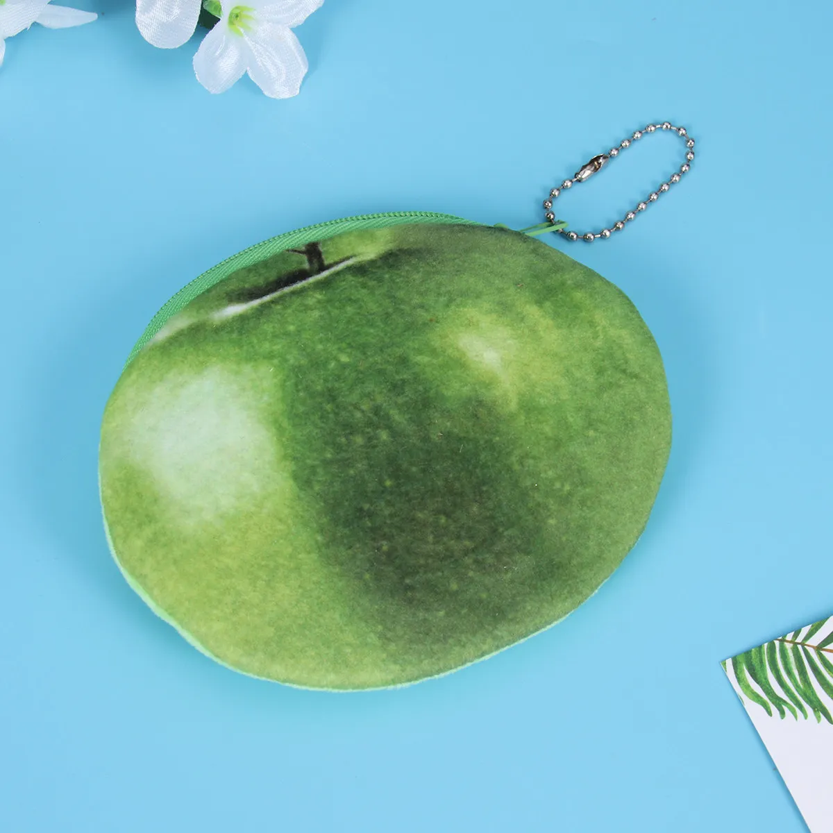 

Cartoon Fruit Coin Purse Green Mini Wallet for Women Girls with Super Handle and Metal Chain Zipper Cartoon Pouch