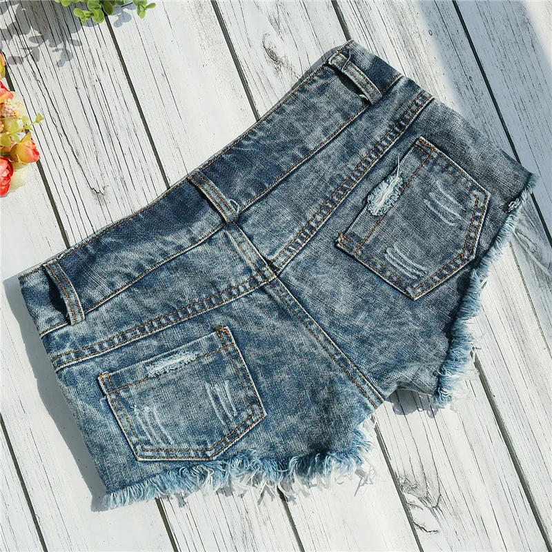 New Women's Button Low Waist Sexy Denim Shorts Tight and Slim Patchwork Shorts Nightclub Jeans Mujer