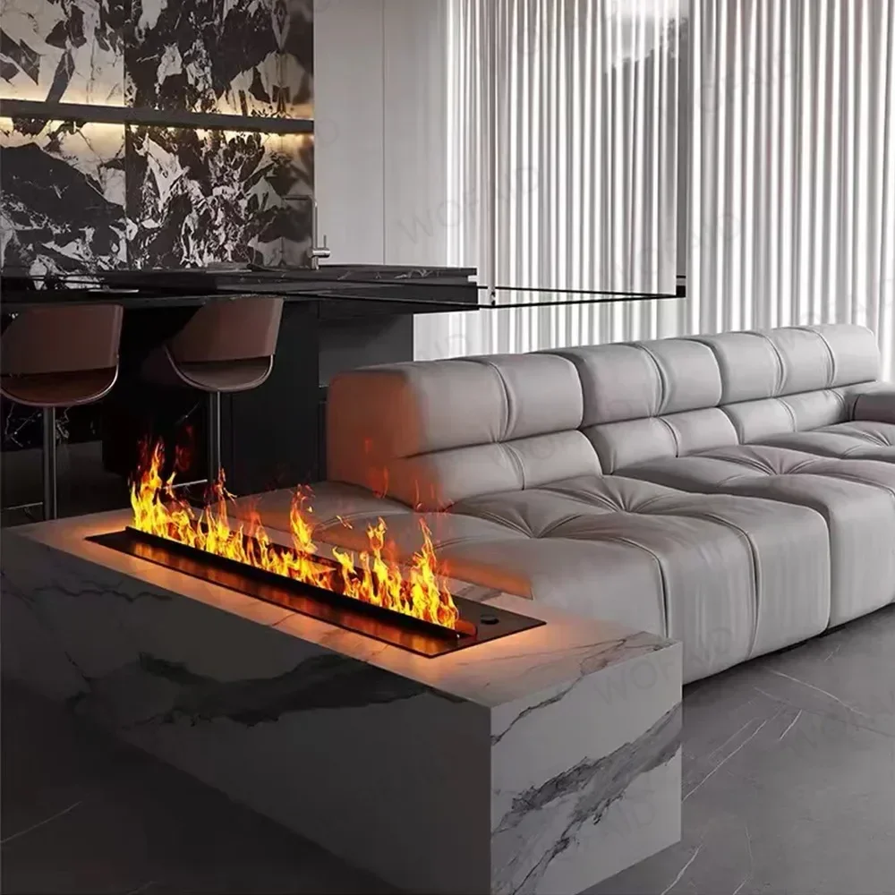 Customizable 3D LED Electric Fireplace with App Control Atomizing Mist Water Vapor Insert Neon Flame Decor for Home Decoration