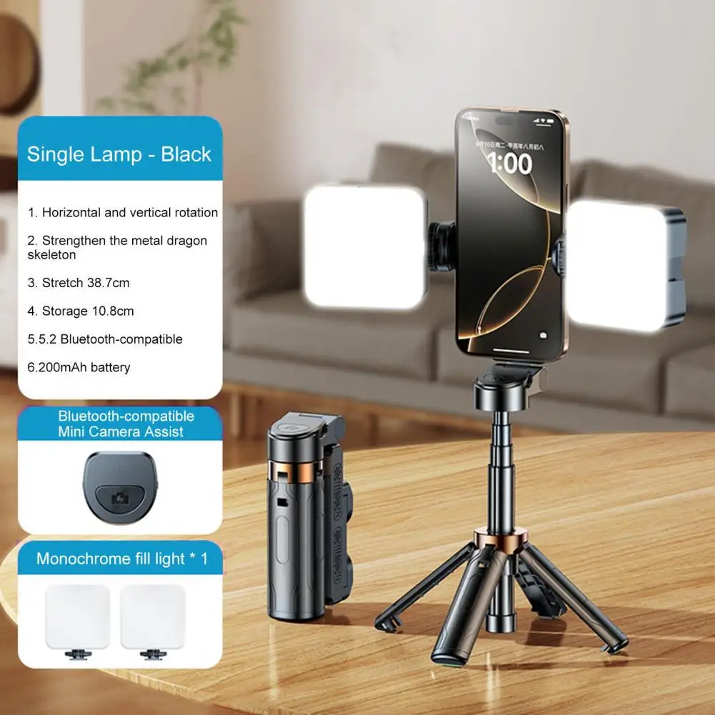Мини-палка для селфи, вращение на 360 градусов, Bluetooth-палка для селфи с дистанционным управлением для регулируемой высоты, селфи, видеоблогов