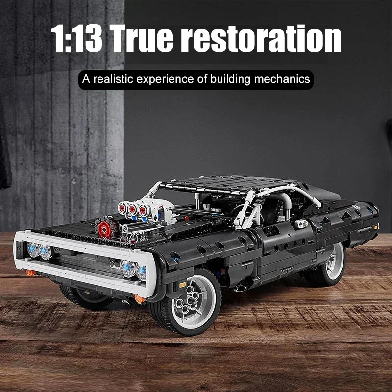 1077PCS Technical Dodge Charger Racing Car Building Blocks Model Assemble Bricks Fast and Furious Toy For Kid Boy Adults Gift