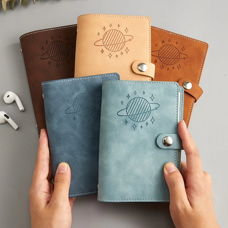 A7 Soft PU 6 Ring Binder PU Clip-on Notebook Leather Loose Leaf Notebook Cover Notebooks Journal Kawaii Stationery