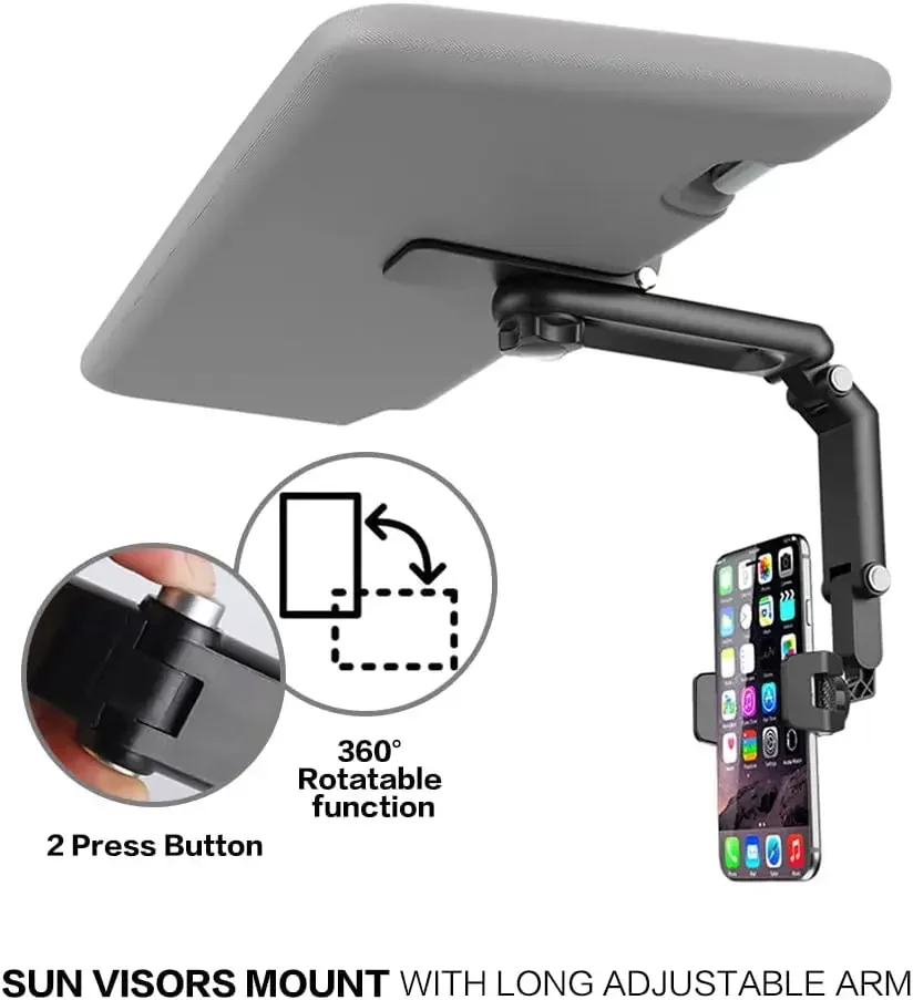 Car Sun Visor Phone Holder 360° Adjust Cellphone Stand Smartphone  Bracket Suit For IPhone Samsung Auto Interior Accessories