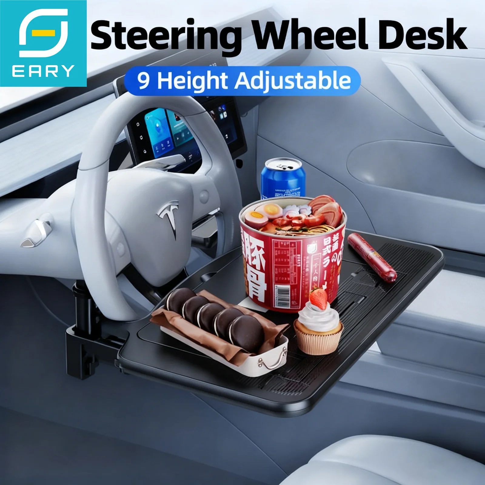 

Eary Car Steering Wheel Desk Tray for Eating Car Seat Stand for Laptops Car Dining Table Road Trip Accessories Height Adjustable