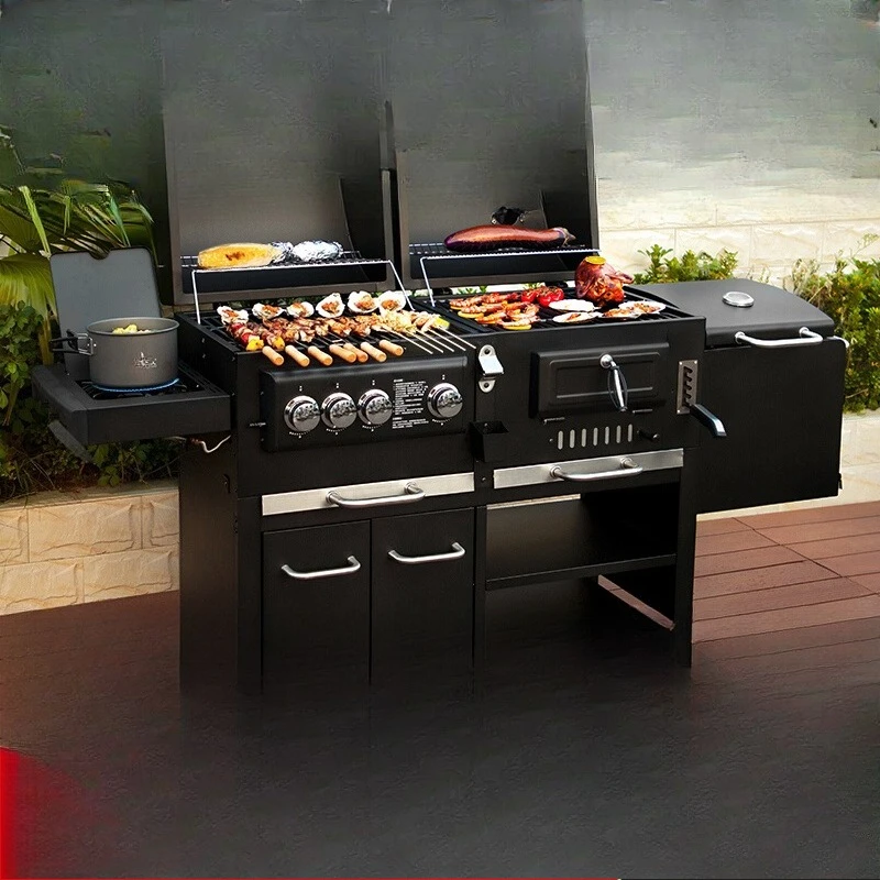 

Carbon and gas courtyard outdoor barbecue grill household villa gas barbecue grill large American