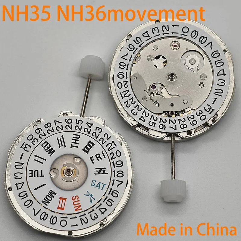 China NH35 NH36 Movement Date 3 o'clock Dual Calendar High Accuracy Automatic Mechanical Watch Movement Replace