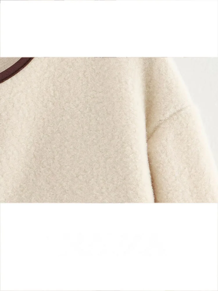 HH 2025 المرأة الربيع موضة مخطط الدانتيل مضمد رقيقة خمر الجولة الرقبة طويلة الأكمام المرأة الشارع سترة غير رسمية Y2K #6