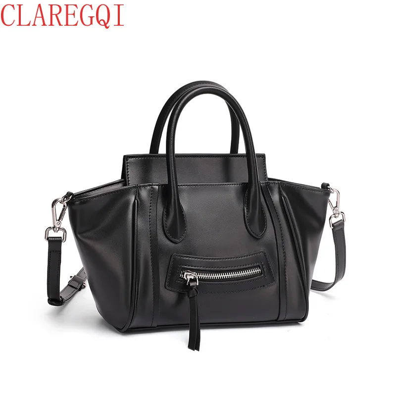 CLAREGQI Hot Style Large capacity Wing Handbags For Women Retro Smiling Face Ladies Bag Fashion   All Match Cattle Hide Citybag