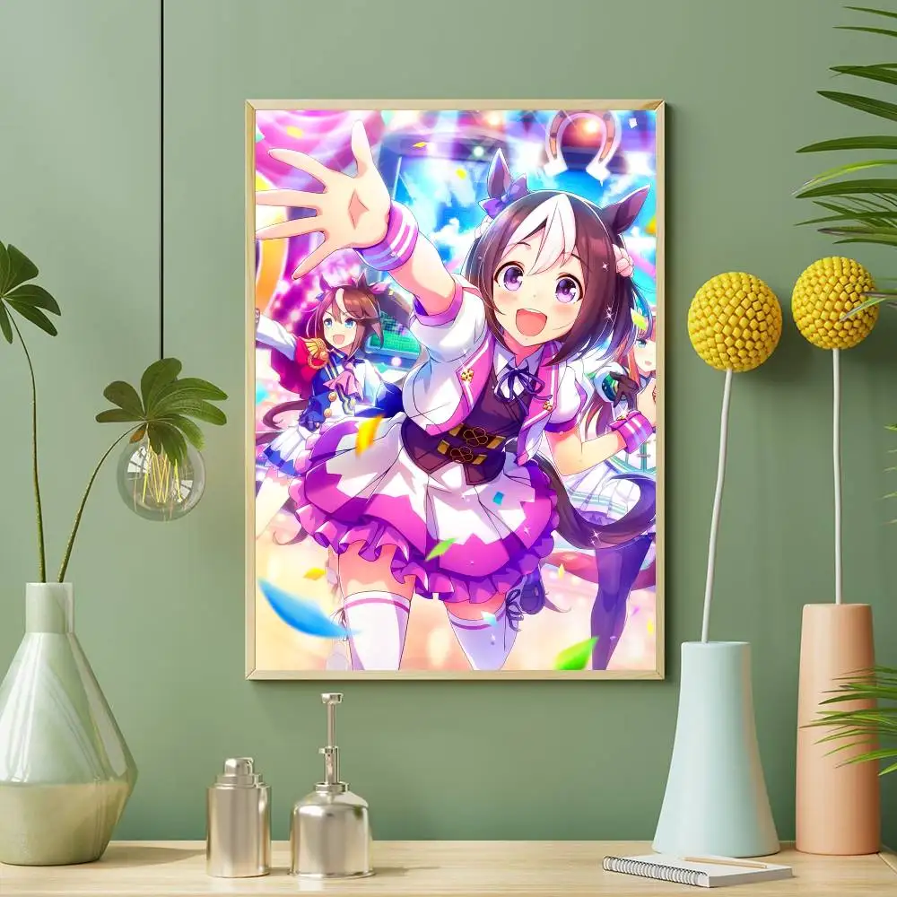 ملصق أنيمي U-Umamusume Pretty DerbyS HD Art Sticky Wall مقاوم للماء لغرفة المعيشة المنزلية وغرفة النوم والديكور الجمالي