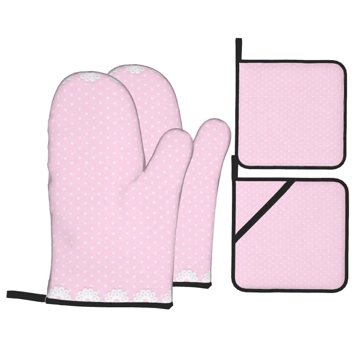 

Frilly_JO6CY5 Oven Mitts and Pot Holders Sets of 4,Resistant Hot Pads with Polyester BBQ Gloves for Kitchen,Cooking,Baking