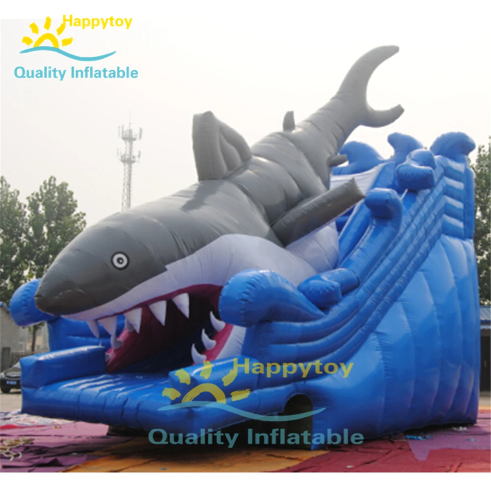 Above Ground Water Park Toys Large Inflatable Shark Water Slide For Pool