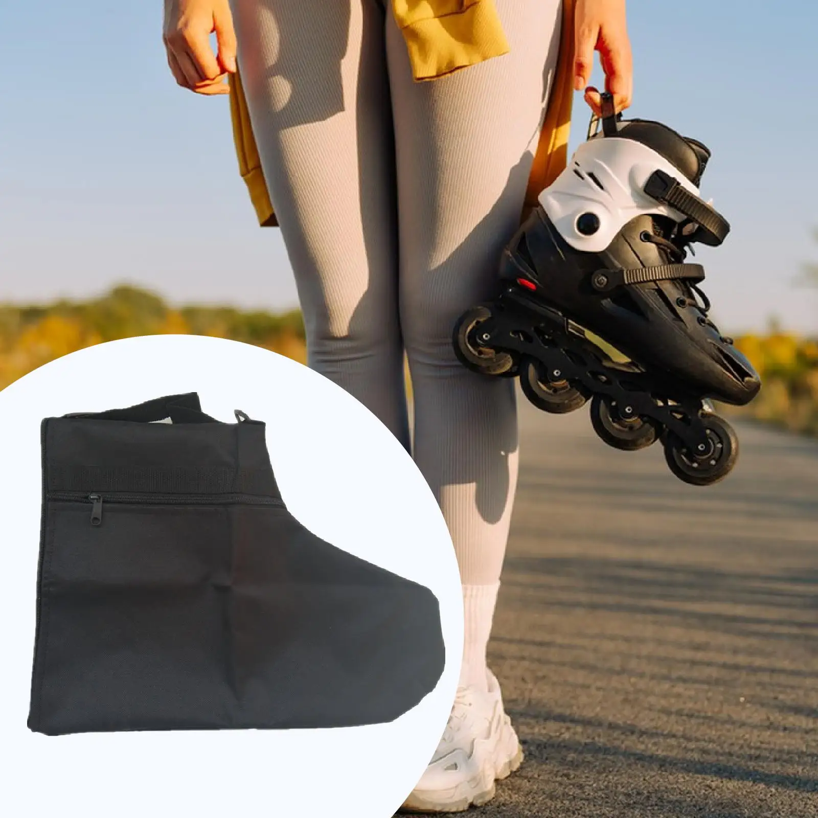 حاوية حقيبة زلاجات دوارة، حزام كتف واقٍ للتخزين المضمن، منظم لأحذية التزلج على الجليد والرياضات الخارجية