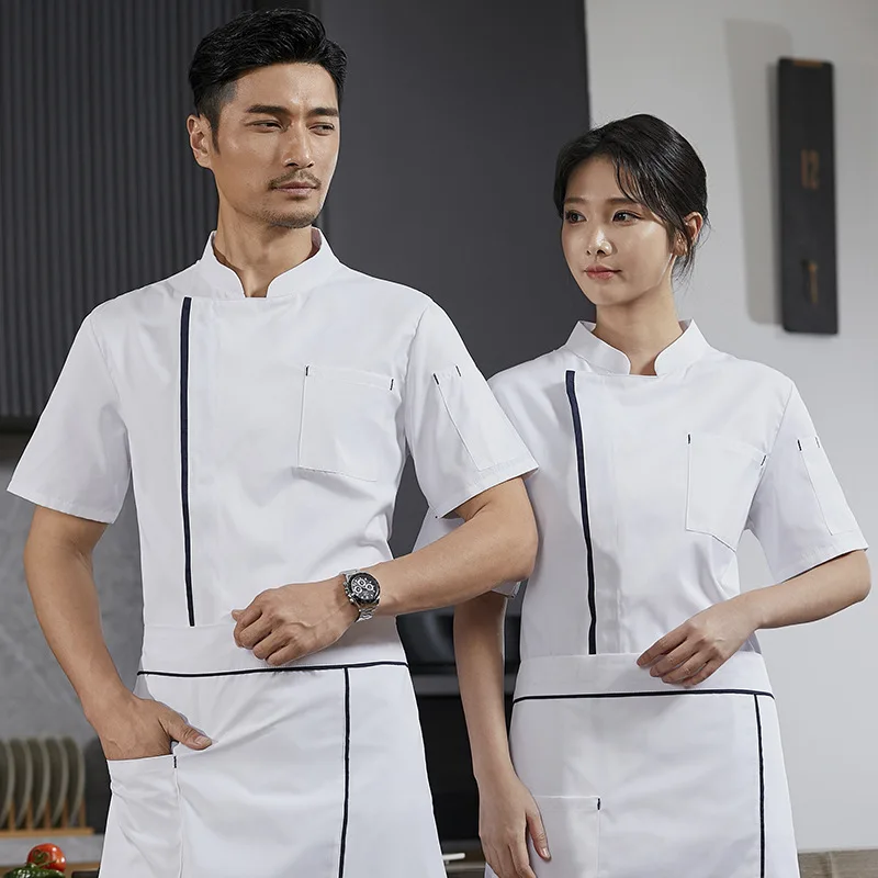Wang Kai Style Chef uniforme de travail à manches courtes été Restaurant cuisine hôtel vêtements de travail BBQ Hot Pot Restaurant Chef vêtements